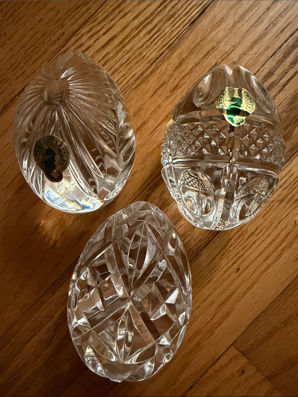 Vintage Waterford Crystal Egg Lot - Set of 3 Original Stickers